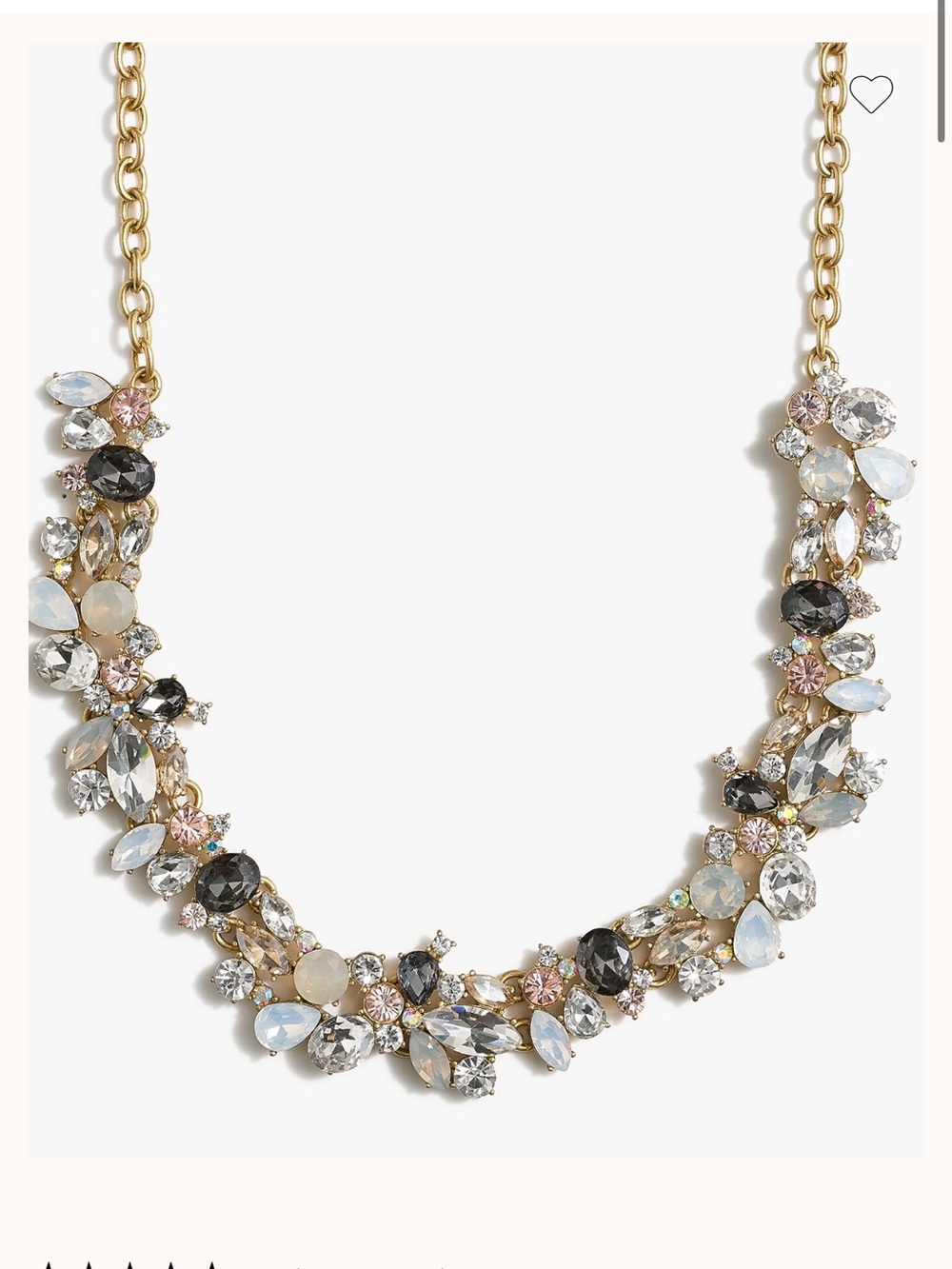 J Crew Crystal Cluster Statement Necklace in Clear, Gray and Champagne
